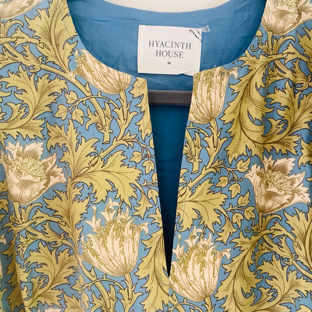 Tuckernuck Blue Green Leafy Floral Print Midi Hyacinth House Dress Size M NWT - Picture 6 of 7